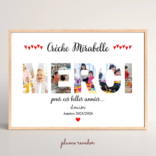 Affiche Merci Crèche personnalisée avec photos