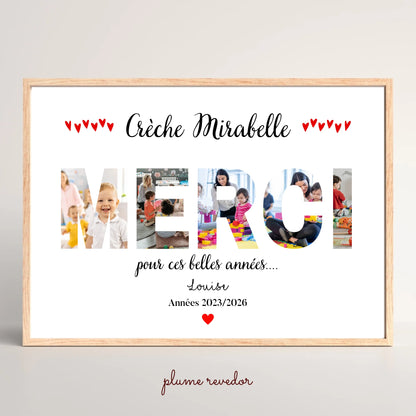 Affiche Merci Crèche personnalisée avec photos