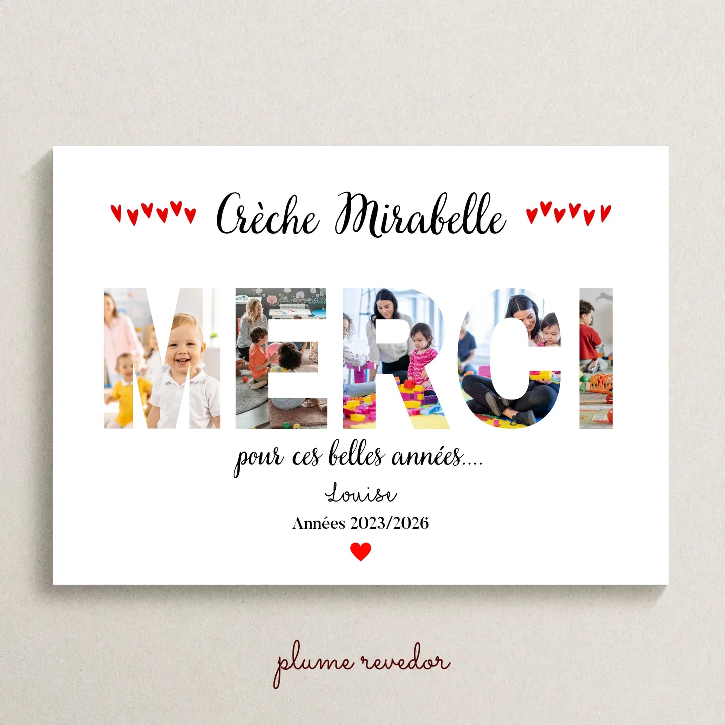 Affiche Merci Crèche personnalisée avec photos
