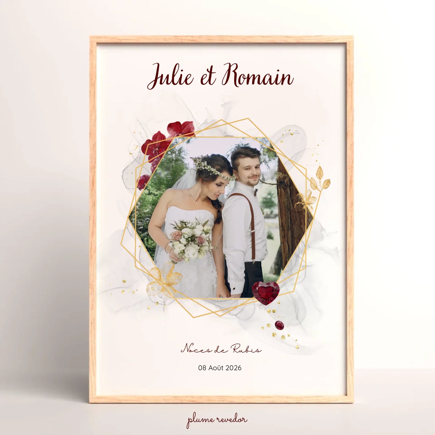 Cadeau Noces de Rubis - Affiche personnalisée 35 ans de mariage