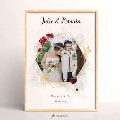 Cadeau Noces de Rubis - Affiche personnalisée 35 ans de mariage