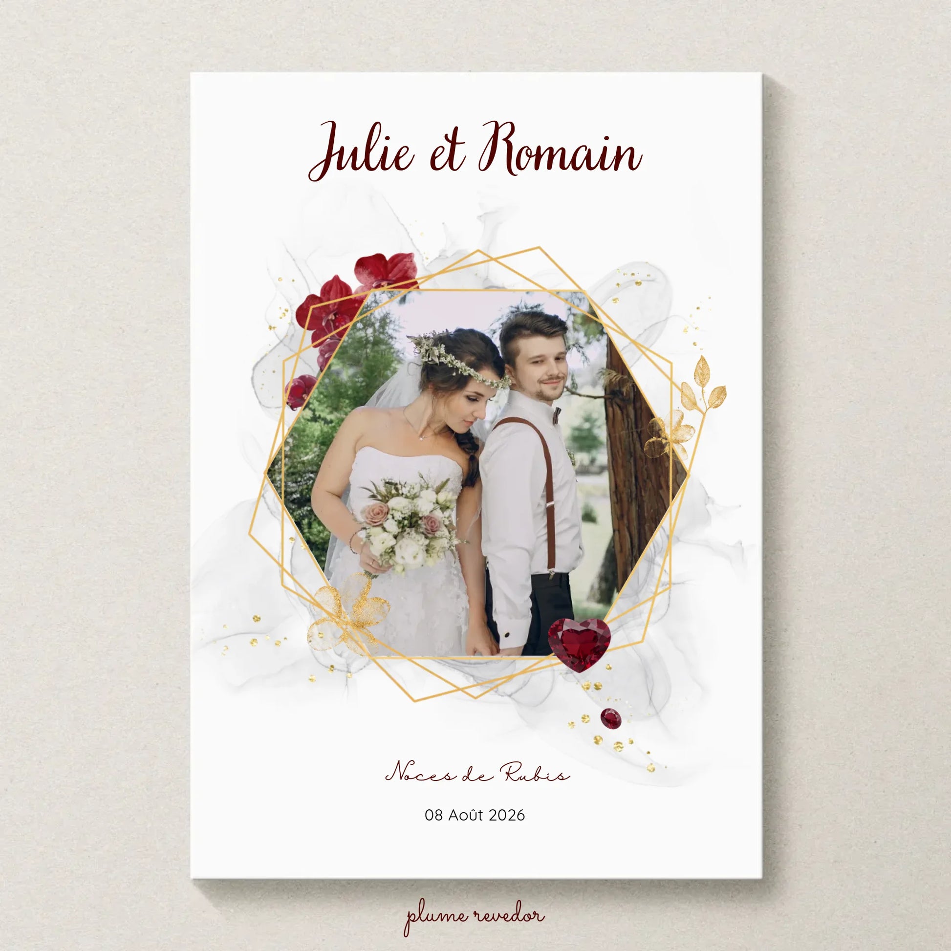 Cadeau Noces de Rubis - Affiche personnalisée 35 ans de mariage