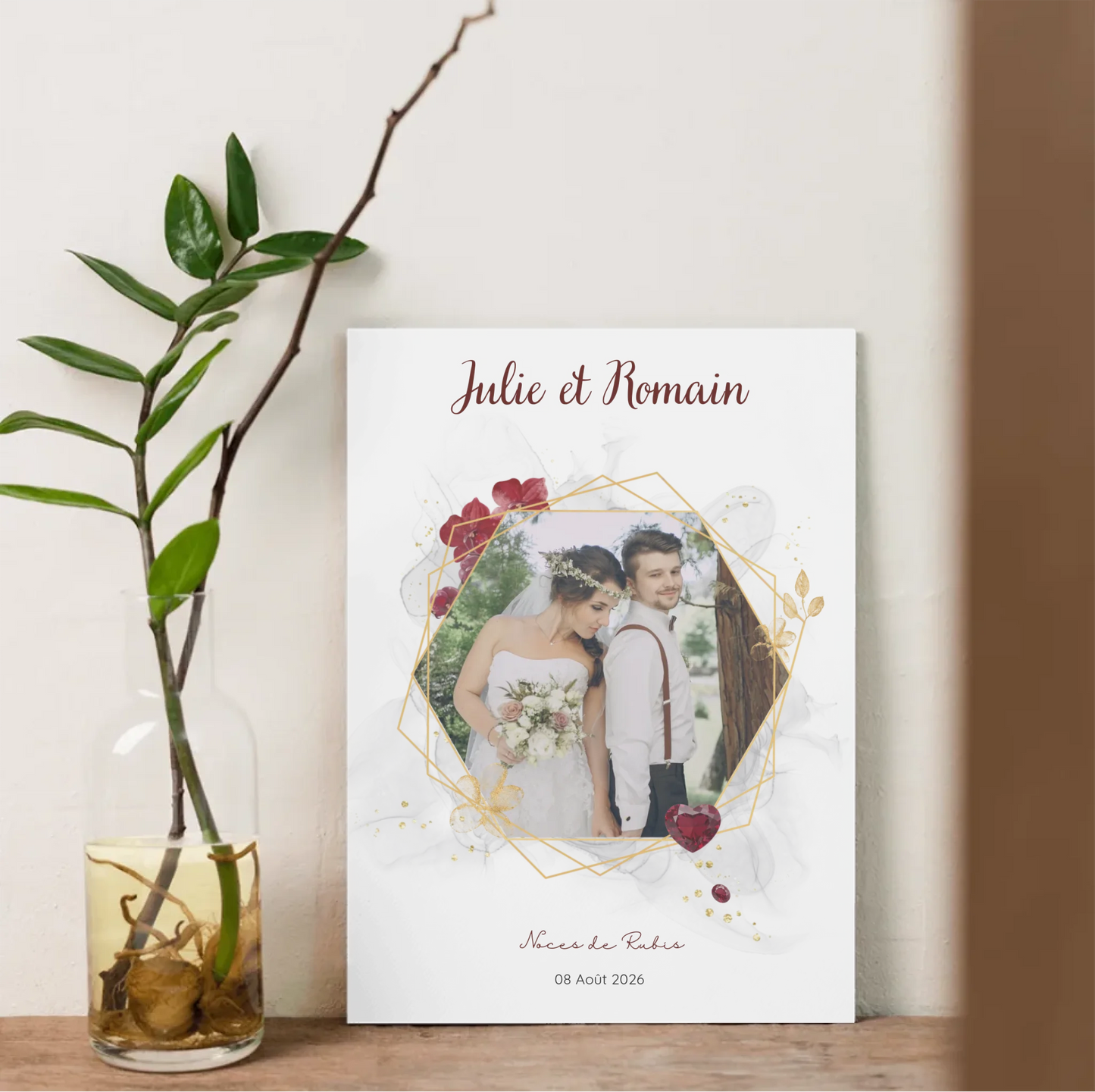 Cadeau Noces de Porcelaine- Affiche personnalisée 20 ans de mariageCadeau Noces de Rubis - Affiche personnalisée 35 ans de mariage