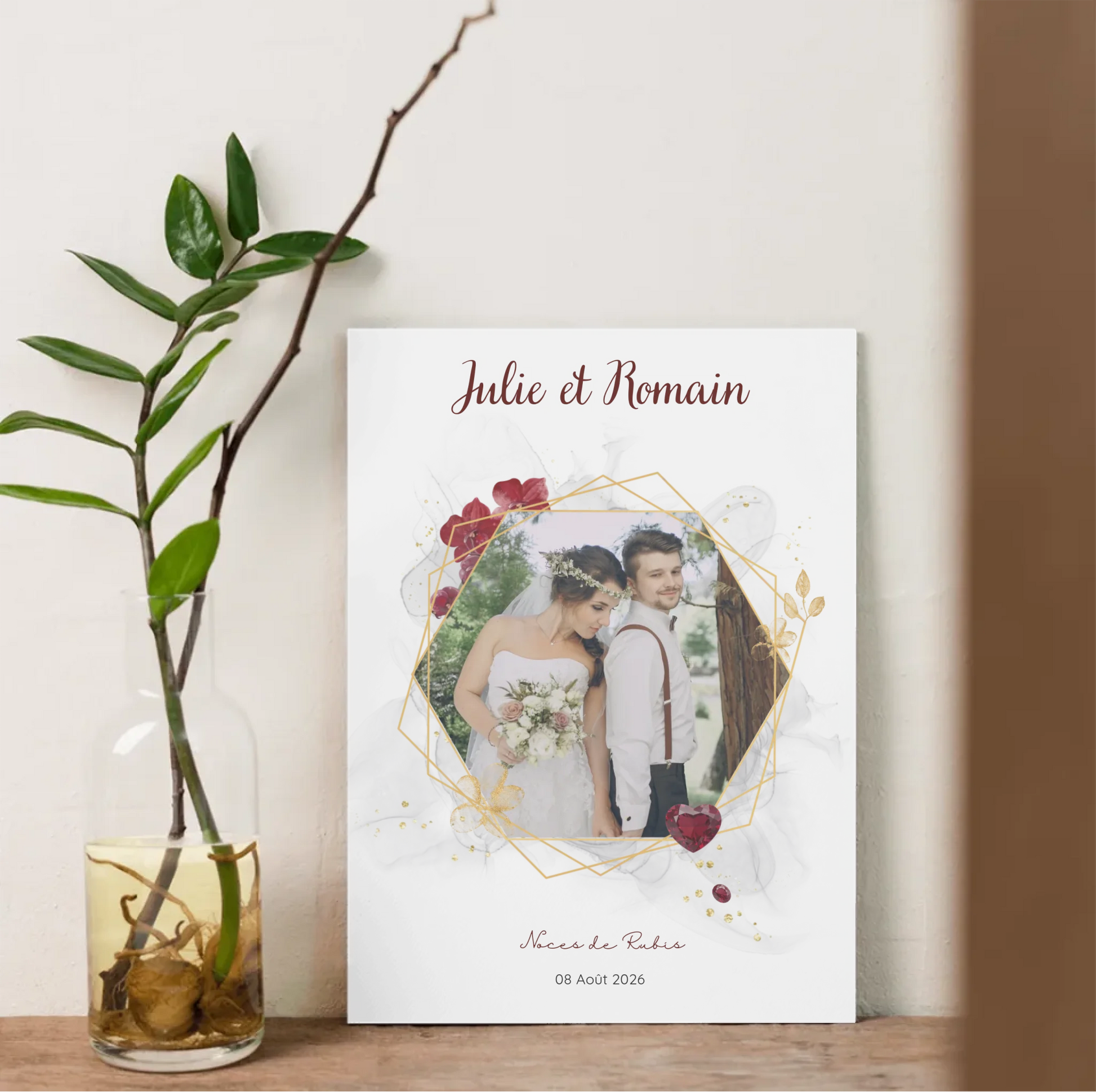 Cadeau Noces de Porcelaine- Affiche personnalisée 20 ans de mariageCadeau Noces de Rubis - Affiche personnalisée 35 ans de mariage