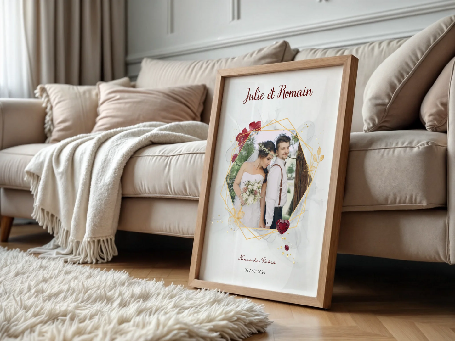 Cadeau Noces de Rubis - Affiche personnalisée 35 ans de mariage