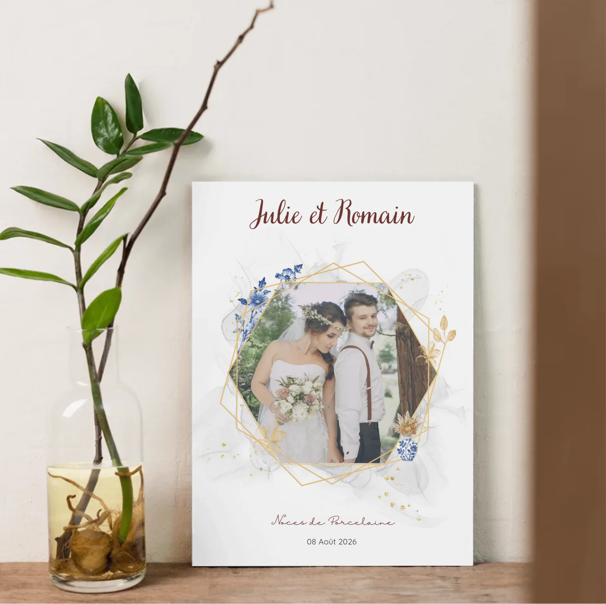 Cadeau Noces de Porcelaine- Affiche personnalisée 20 ans de mariage