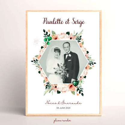 Affiche Personnalisée Noces d'Émeraude - Cadeau Unique 40 ans de Mariage