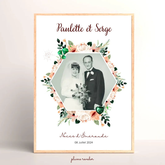 Affiche Personnalisée Noces d'Émeraude - Cadeau Unique 40 ans de Mariage