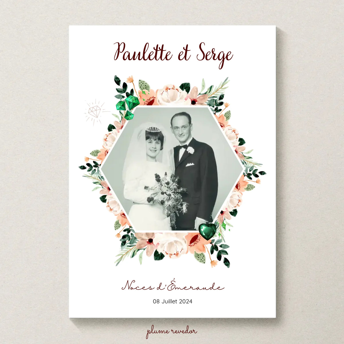 Affiche Personnalisée Noces d'Émeraude - Cadeau Unique 40 ans de Mariage