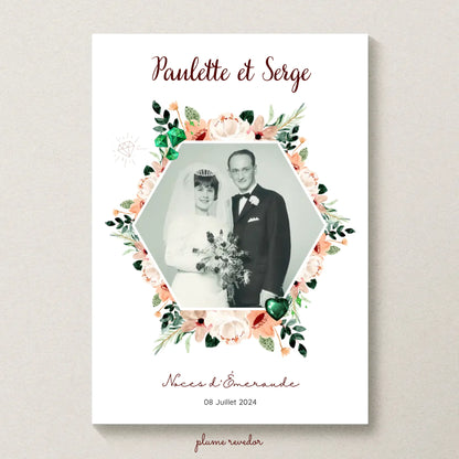 Affiche Personnalisée Noces d'Émeraude - Cadeau Unique 40 ans de Mariage