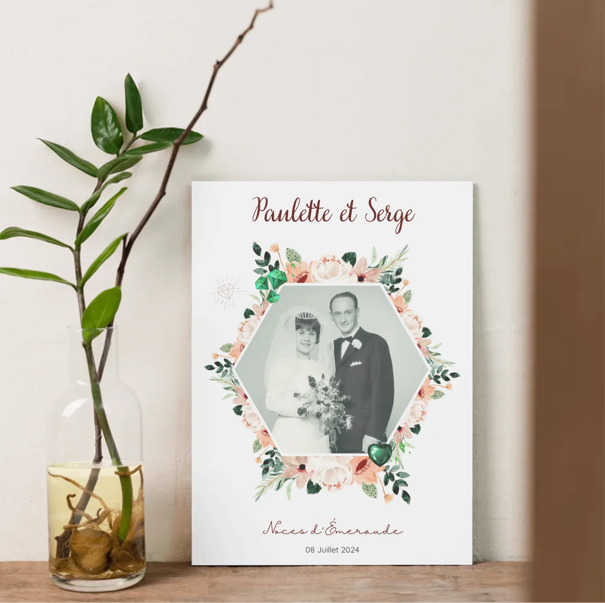 Affiche Personnalisée Noces d'Émeraude - Cadeau Unique 40 ans de Mariage