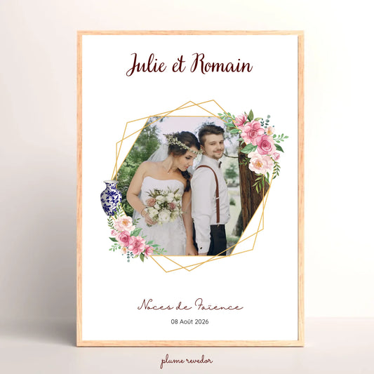 Cadeau Noces de Faïence Personnalisé - Affiche 9 Ans de Mariage