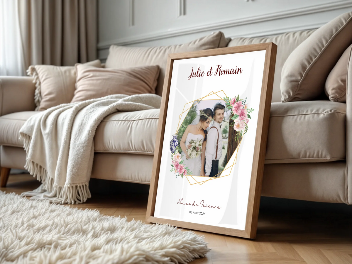 Cadeau Noces de Faïence Personnalisé - Affiche 9 Ans de Mariage
