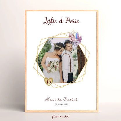 Affiche Personnalisée Noces de Cristal - Cadeau Unique 15 ans de Mariage