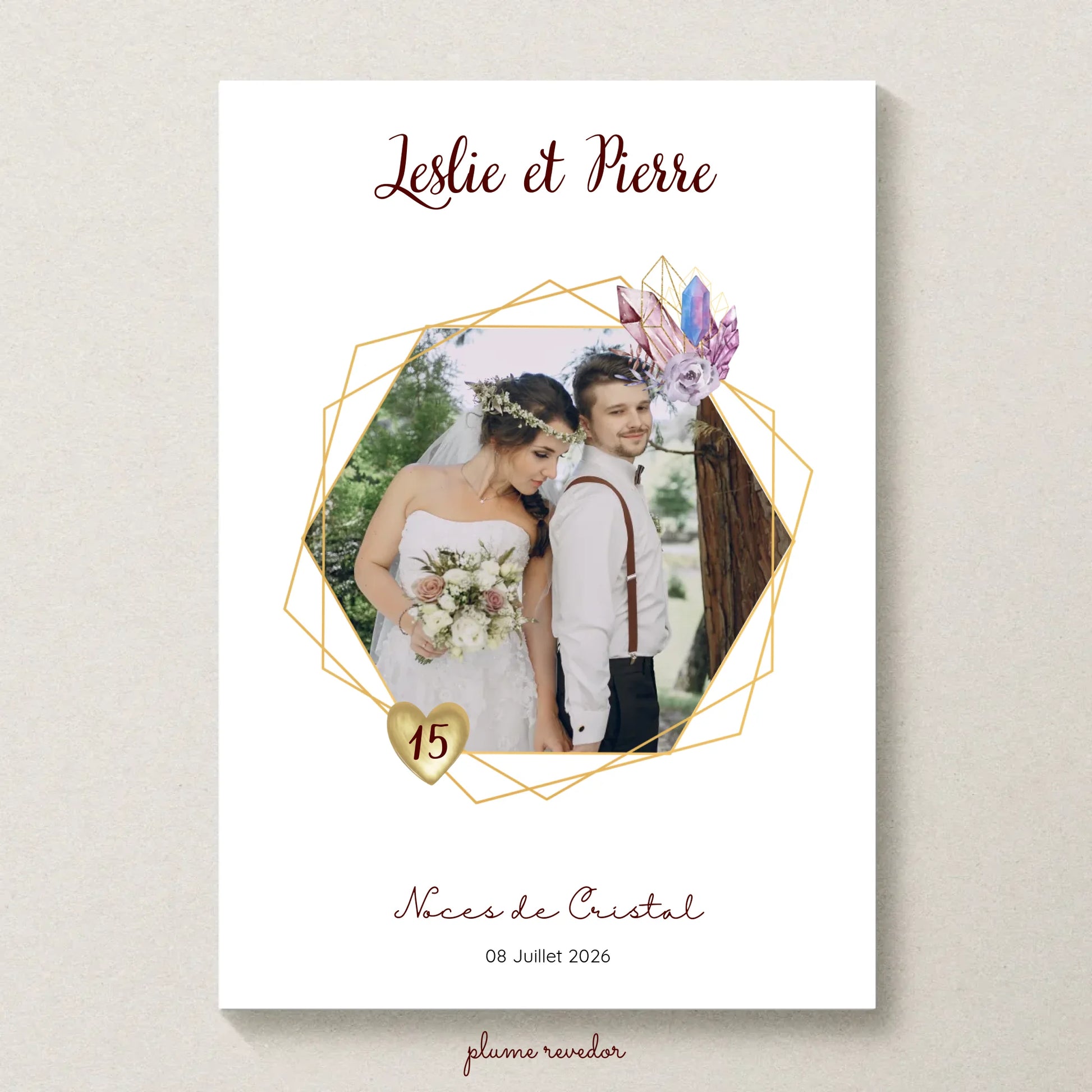 Affiche Personnalisée Noces de Cristal - Cadeau Unique 15 ans de Mariage