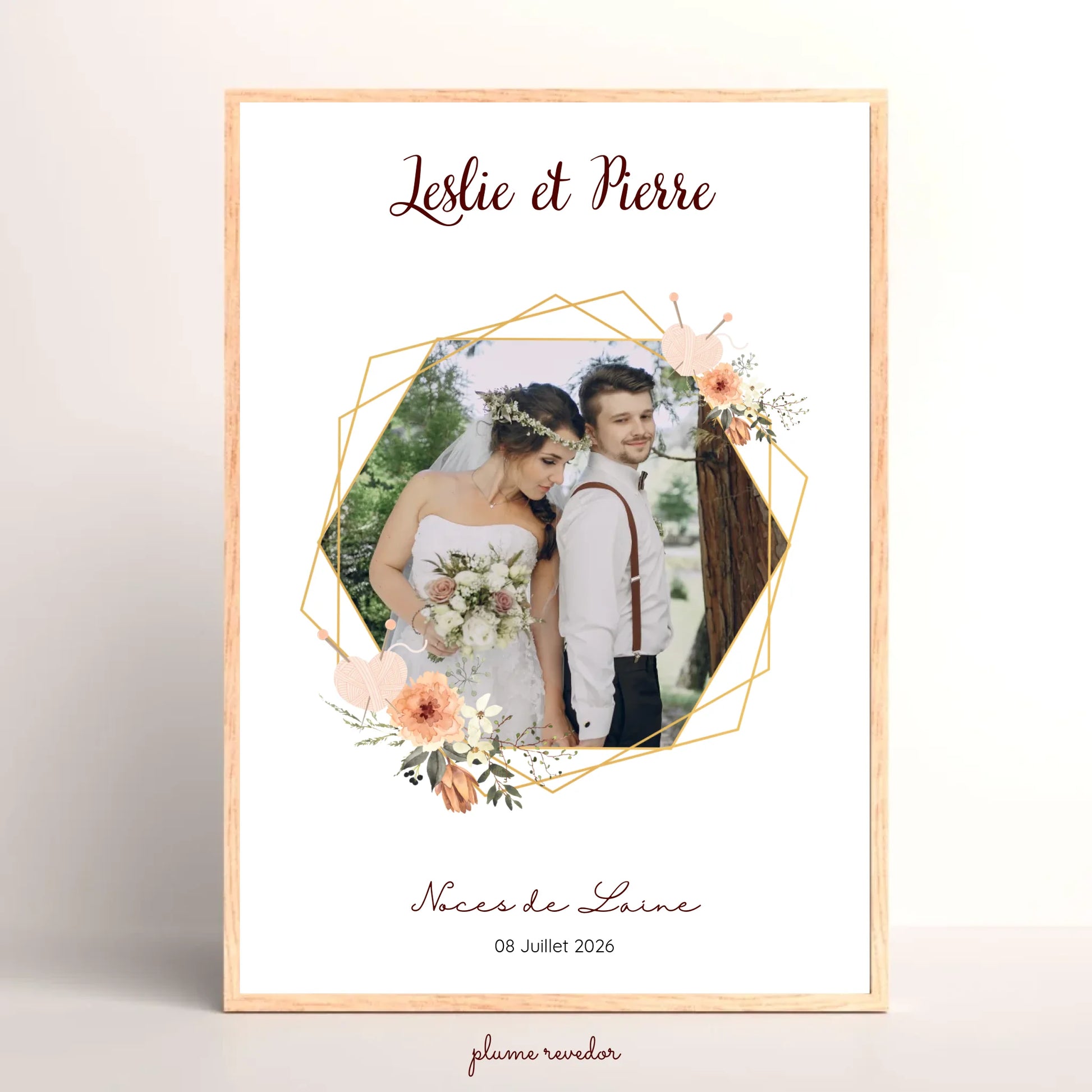 Affiche Personnalisée Noces de Laine- Cadeau Unique pour 7ème Anniversaire de Mariage