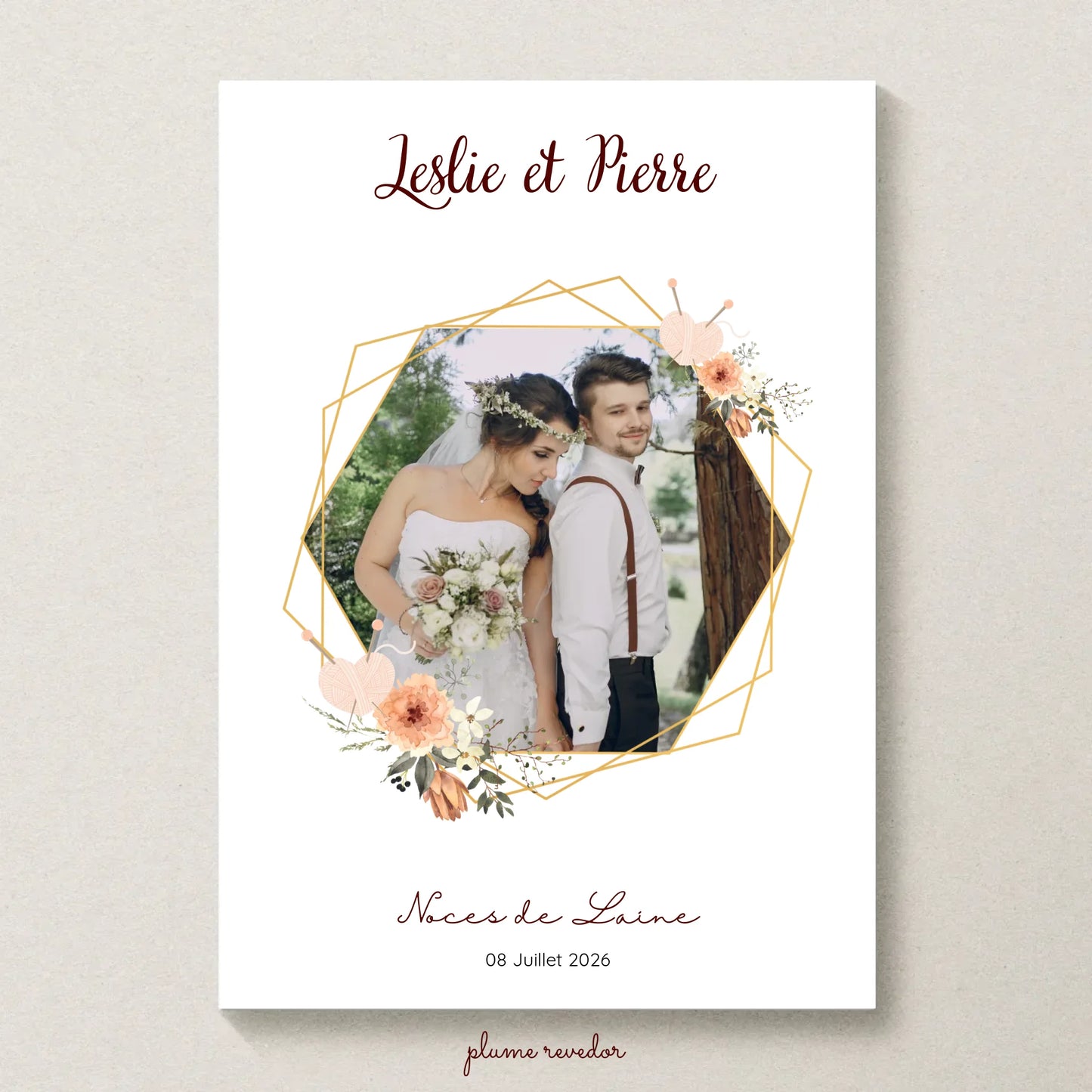Affiche Personnalisée Noces de Laine- Cadeau Unique pour 7ème Anniversaire de Mariage