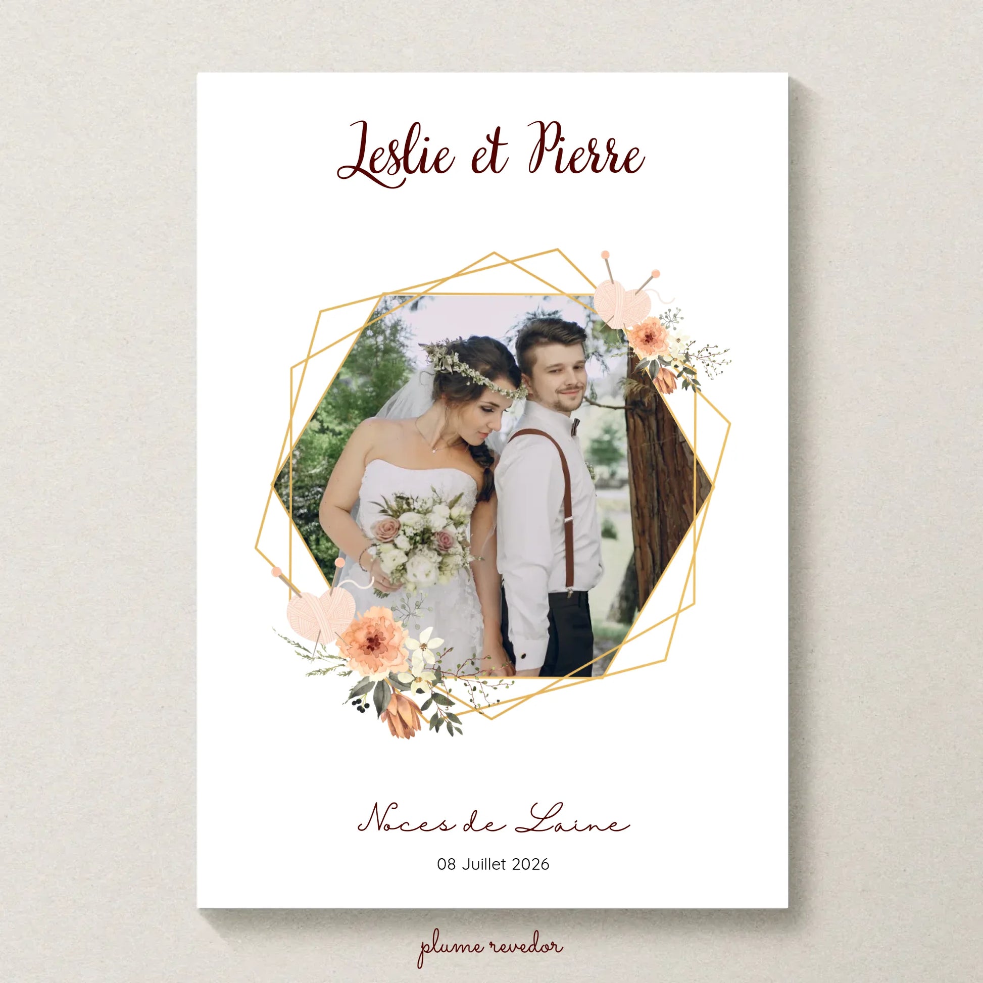Affiche Personnalisée Noces de Laine- Cadeau Unique pour 7ème Anniversaire de Mariage