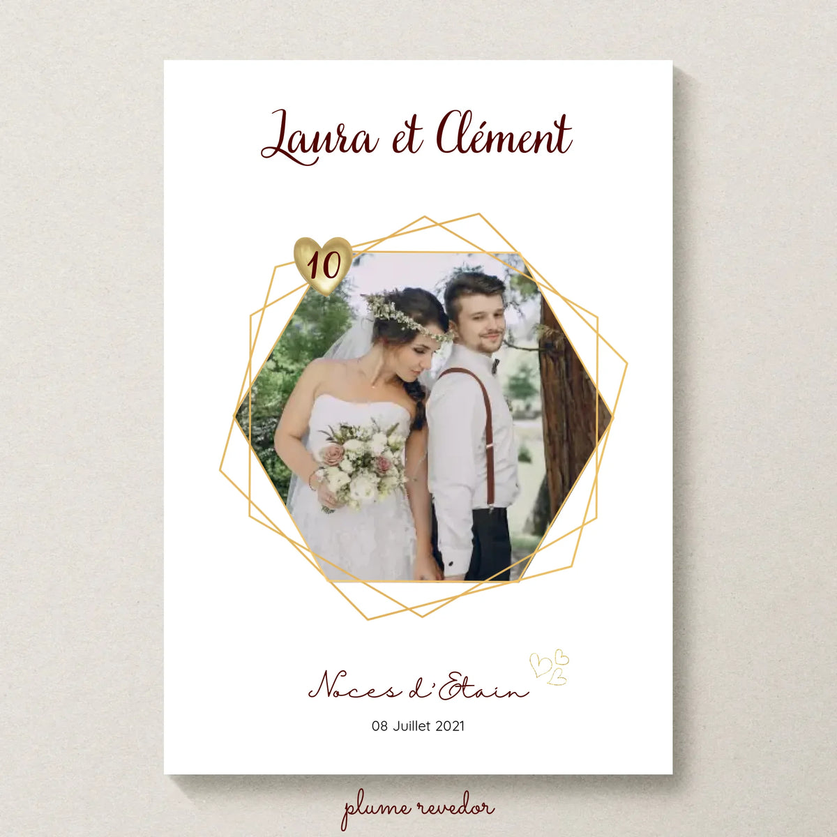 Affiche Personnalisée - Noces d'Etain - Cadeau Unique pour 10ème Anniversaire de Mariage