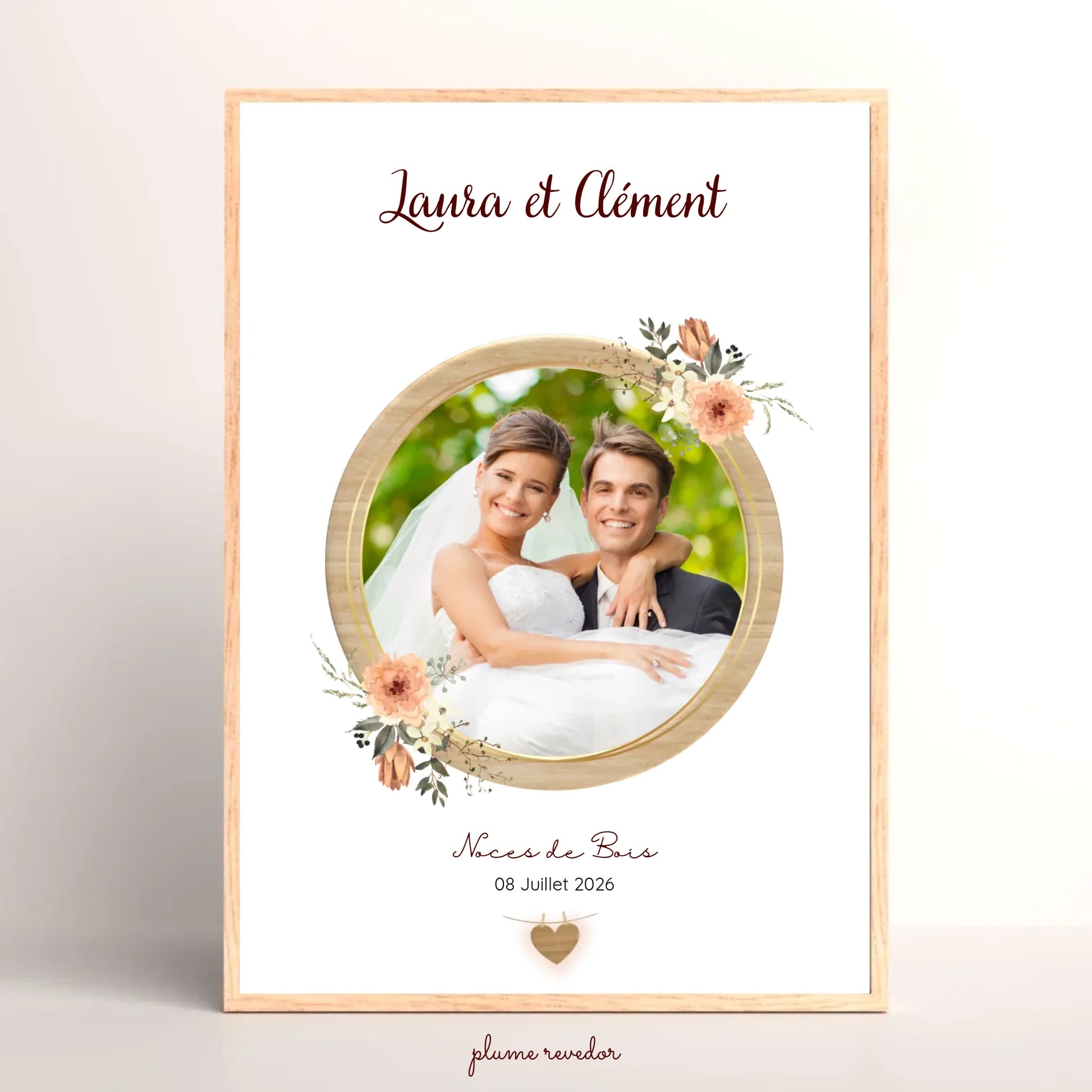 Affiche Personnalisée Noces de bois - Cadeau noces de Bois - Cadeau Anniversaire de mariage