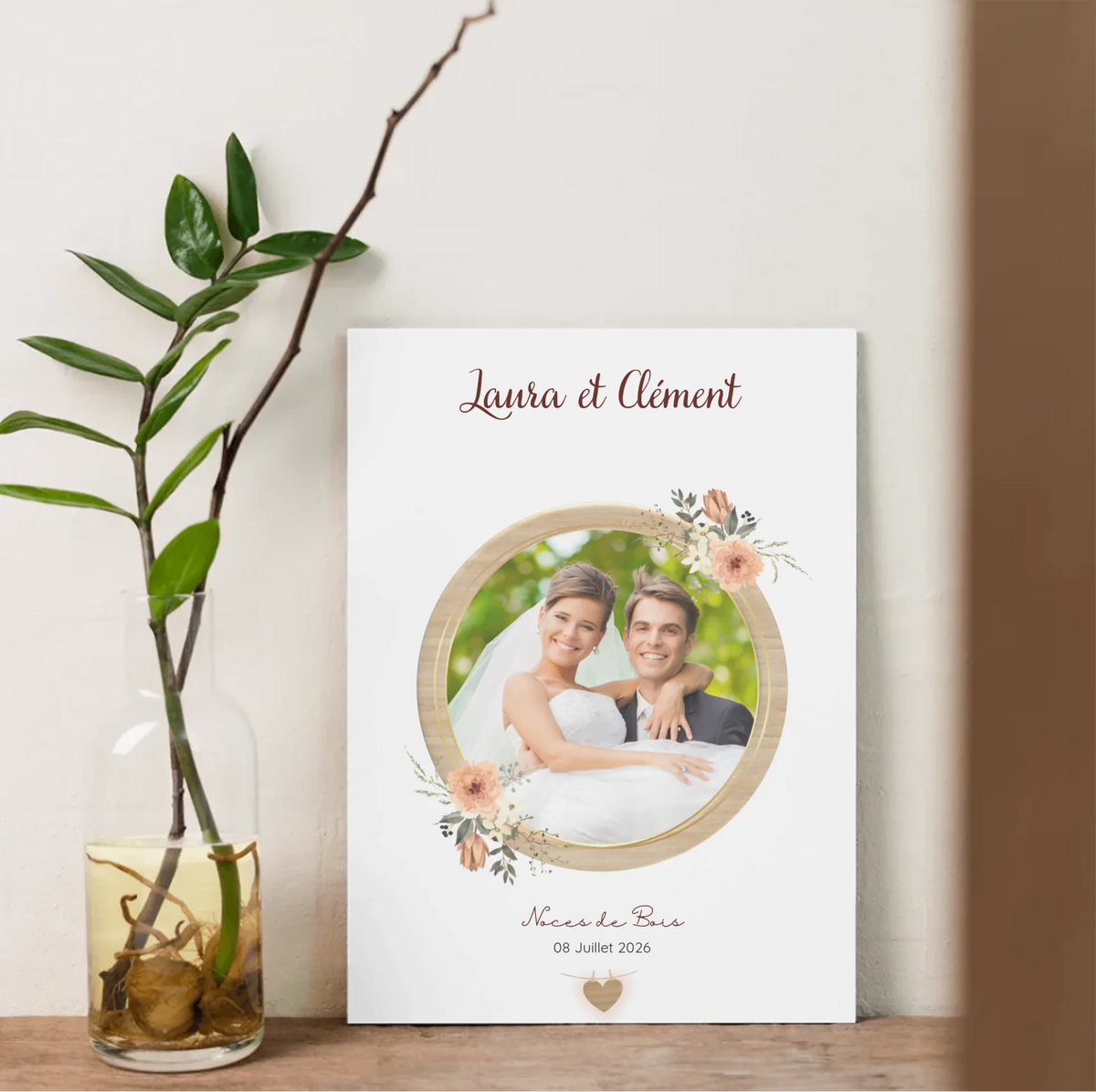 Affiche Personnalisée Noces de bois - Cadeau noces de Bois - Cadeau Anniversaire de mariage