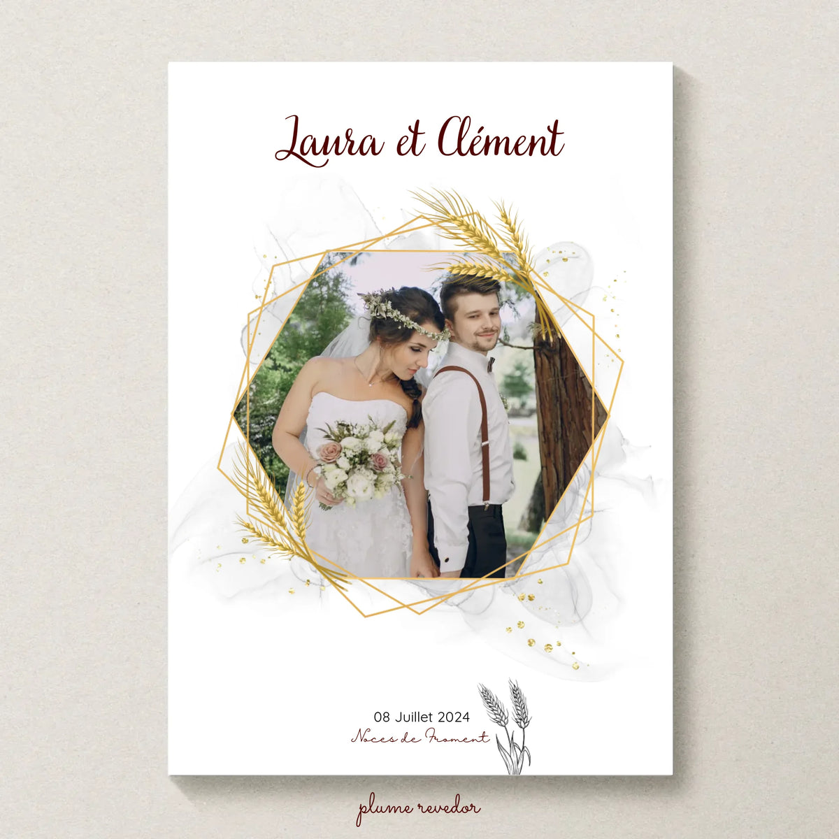 Cadeau Noces de Froment Personnalisé - Affiche 3 Ans de Mariage