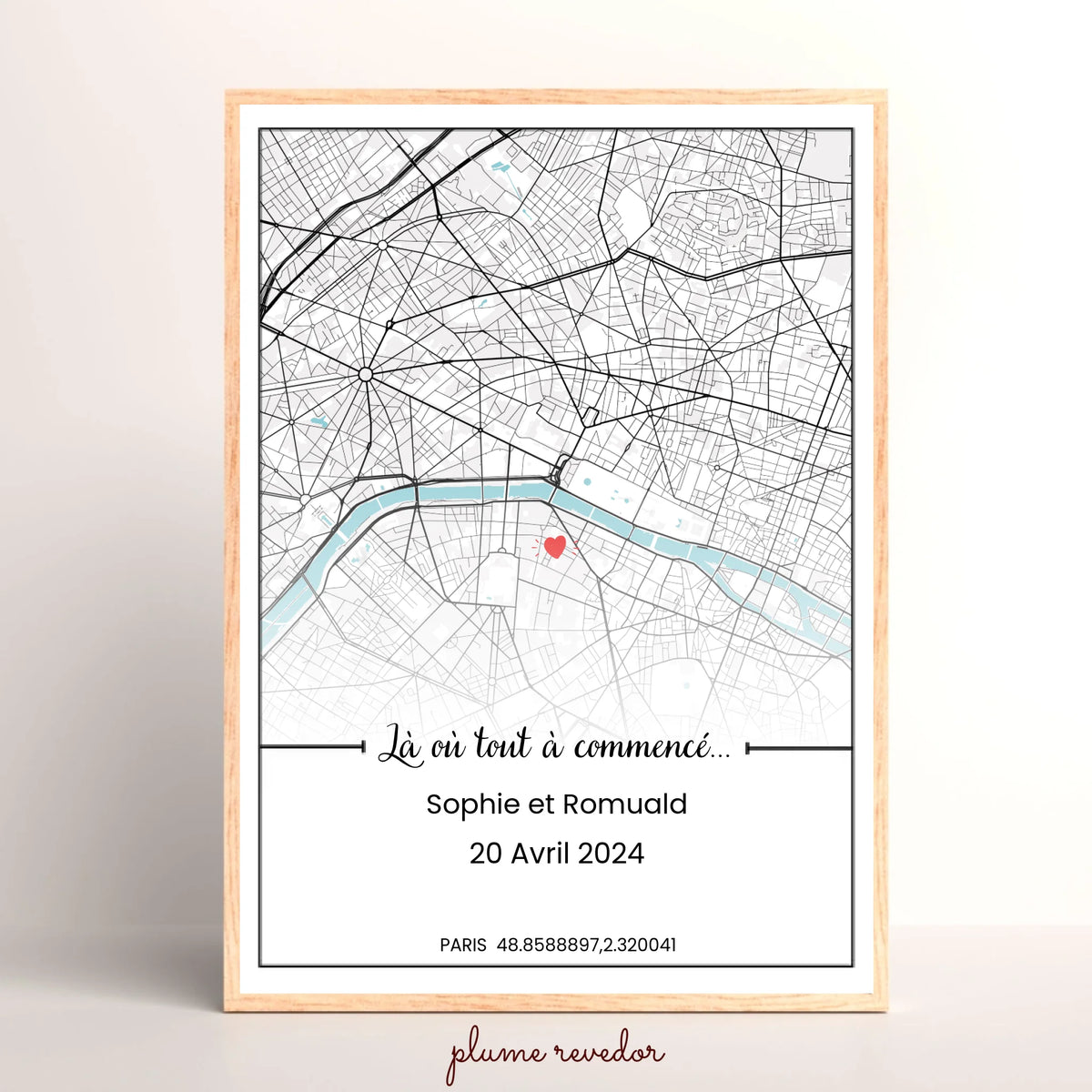 Affiche personnalisée couple carte de ville
