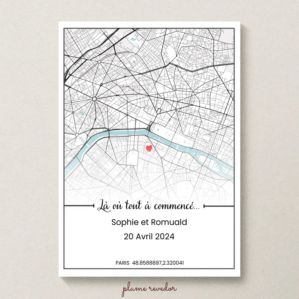 Affiche personnalisée couple carte de ville
