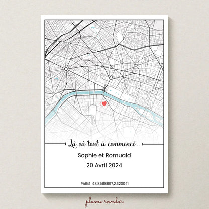 Affiche personnalisée couple carte de ville
