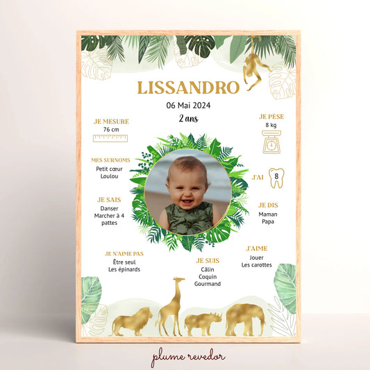 Affiche personnalisée - Anniversaire Baptême Jungle