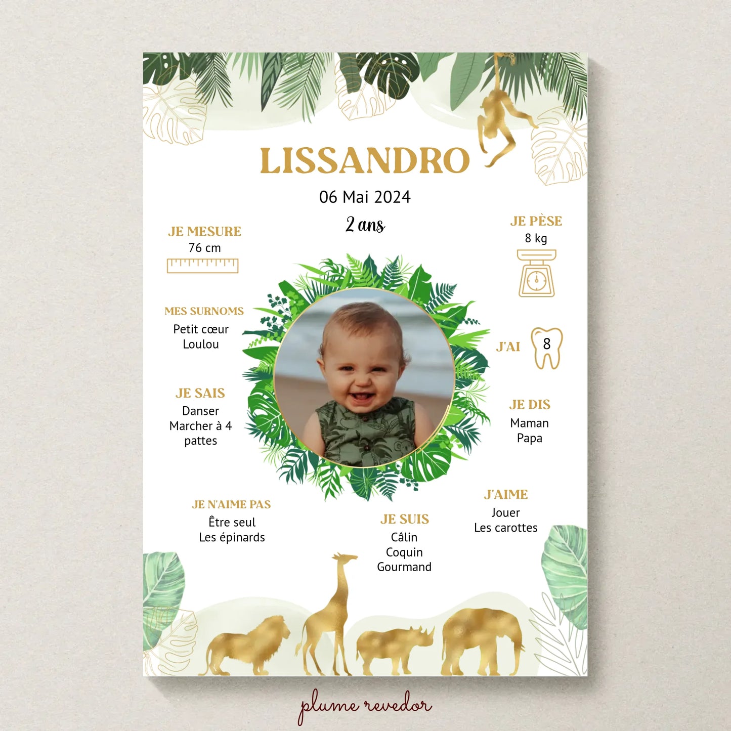 Affiche personnalisée - Anniversaire Baptême Jungle