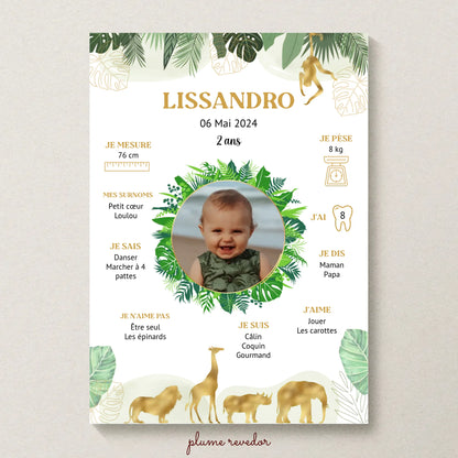 Affiche personnalisée - Anniversaire Baptême Jungle