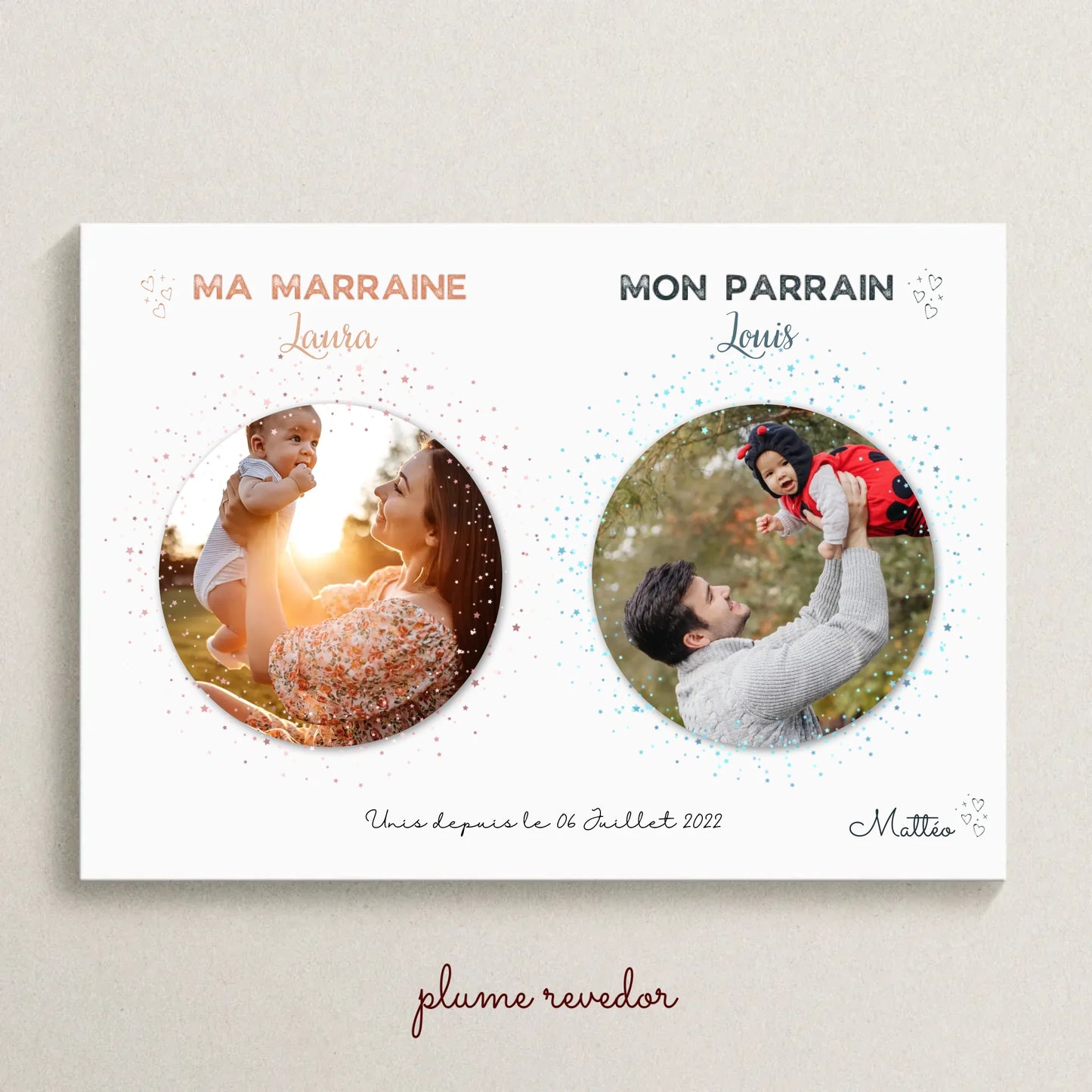 Affiche personnalisée - parrain et marraine avec photos - Baptême