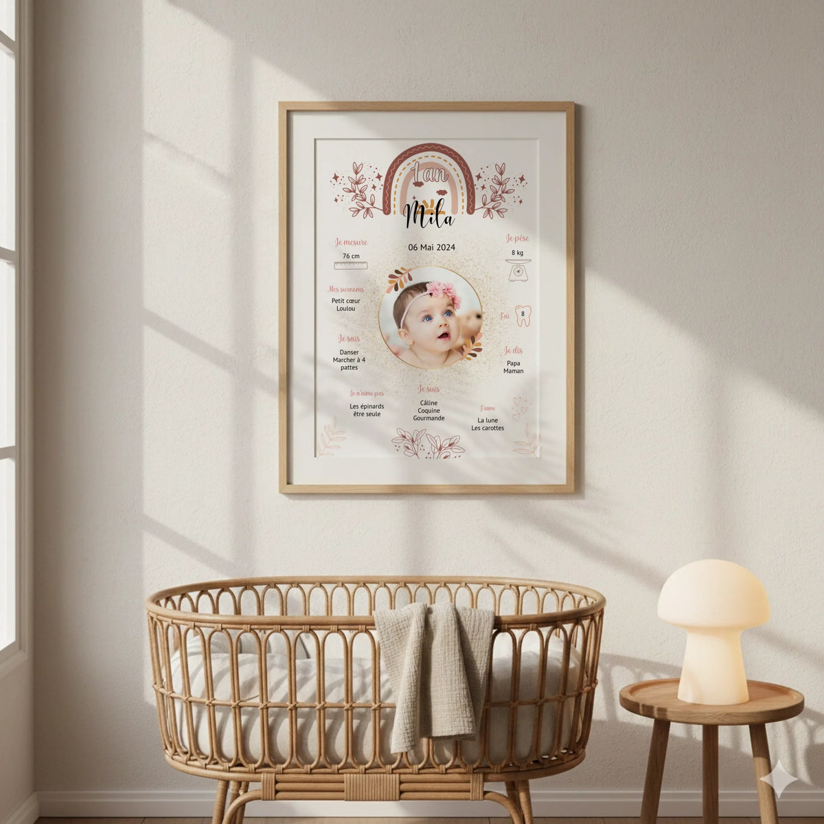 Affiche personnalisée Baptême ou Anniversaire "Arc en ciel"