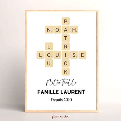 Affiche Personnalisée Famille Scrabble