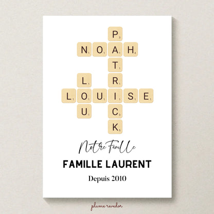 Affiche Personnalisée Famille Scrabble
