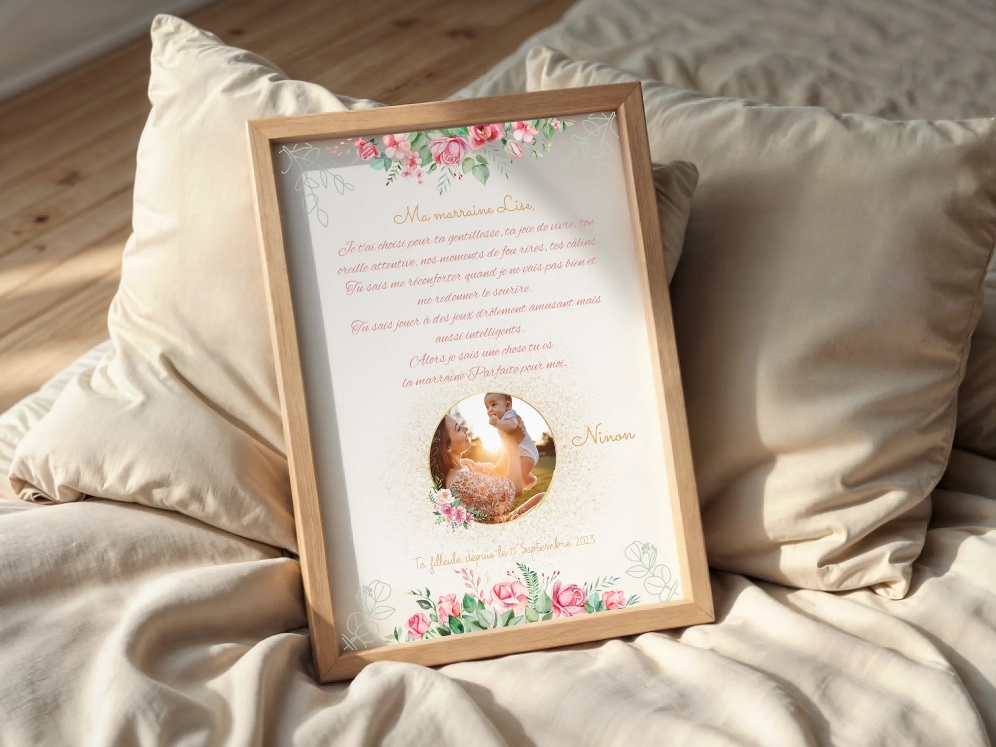 Affiche personnalisée - Marraine ou Parrain avec Texte et photo - cadeau personnalisé Marraine Parrain