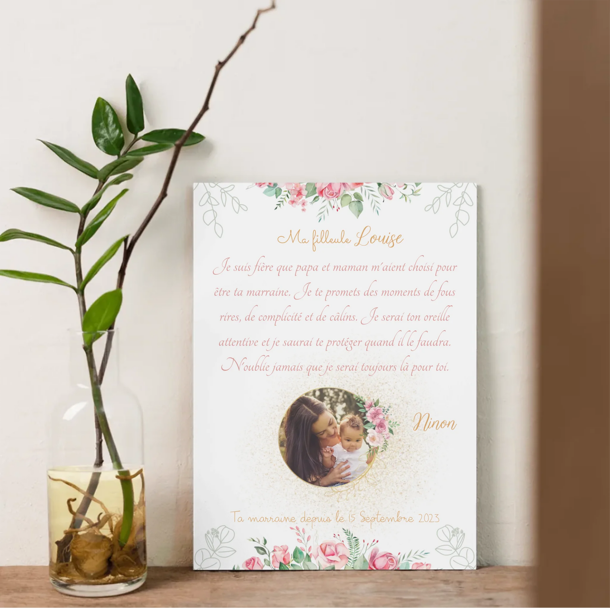 Affiche Personnalisée - Filleul(e) avec Texte et photo - Cadeau filleule personnalisé 