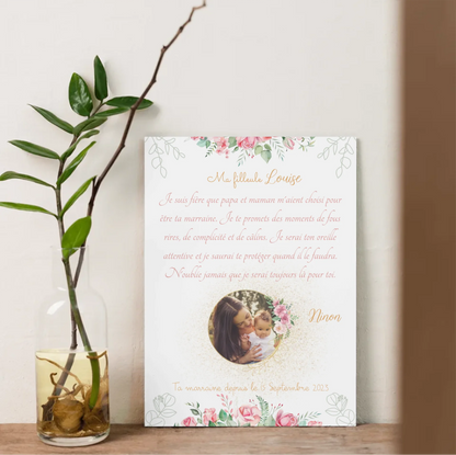 Affiche Personnalisée - Filleul(e) avec Texte et photo - Cadeau filleule personnalisé 