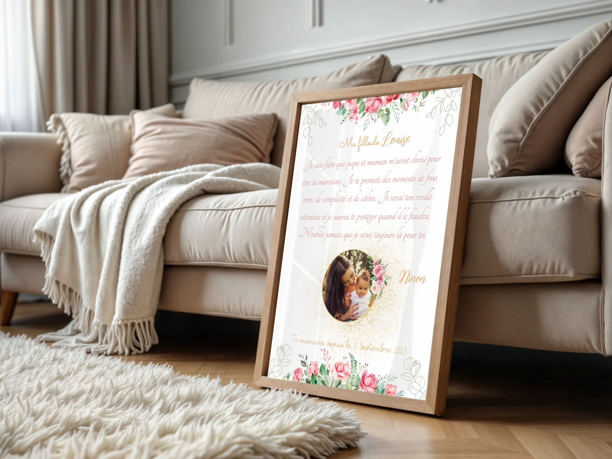 Affiche Personnalisée - Filleul(e) avec Texte et photo - Cadeau filleule personnalisé 