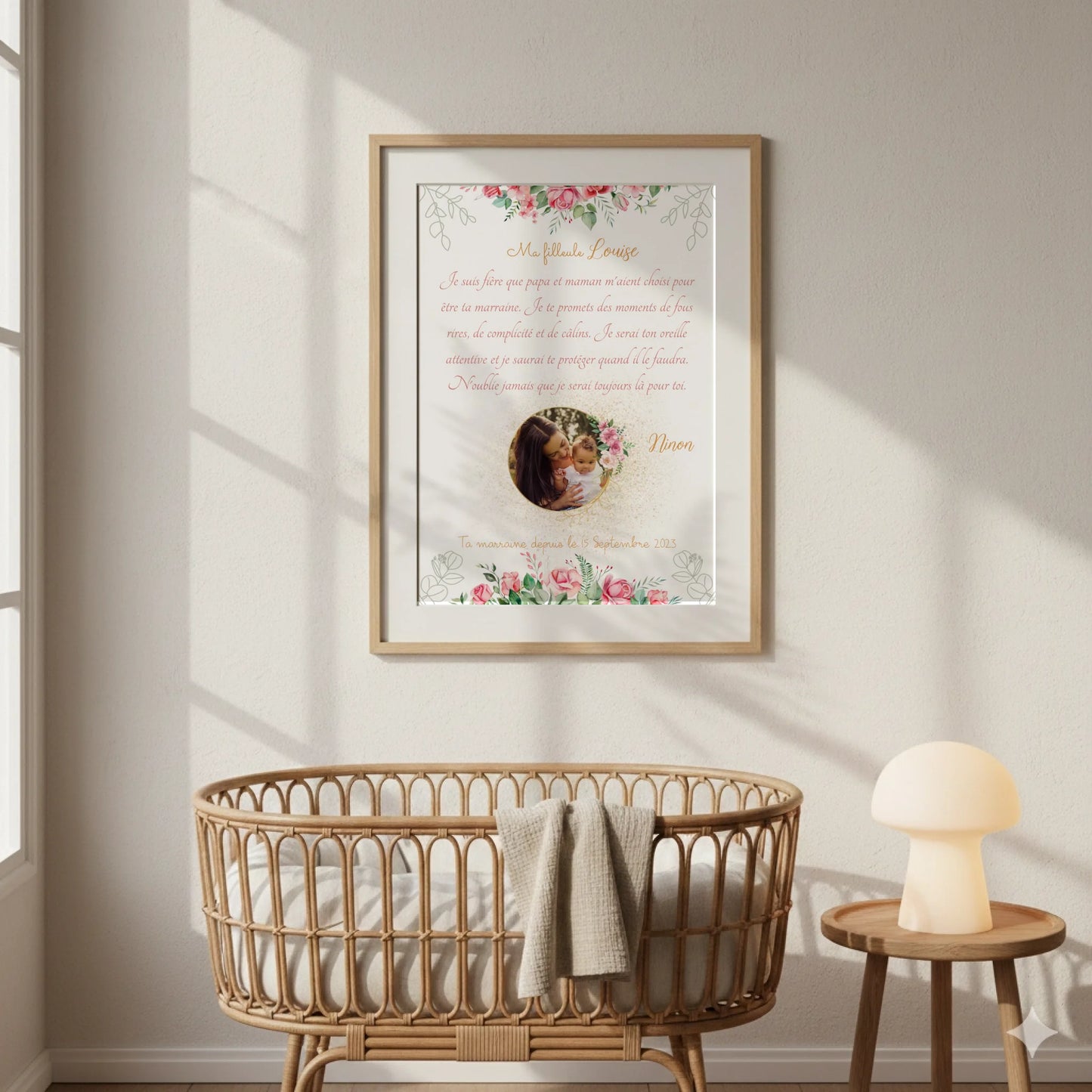 Affiche Personnalisée - Filleul(e) avec Texte et photo - Cadeau filleule personnalisé 