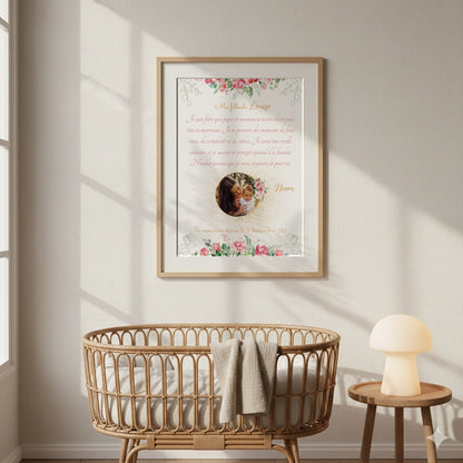 Affiche Personnalisée - Filleul(e) avec Texte et photo - Cadeau filleule personnalisé 
