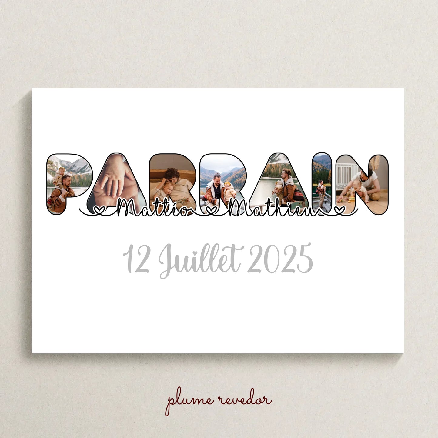 Affiche Parrain Filleul(e) Personnalisée photos, prénoms et date