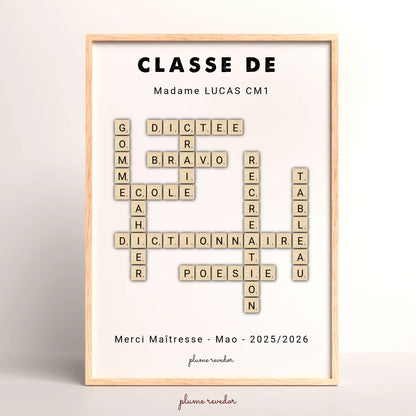 Affiche Maîtresse ou Maître Personnalisée « Classe de… » – Cadeau Fin d'Année & Déco Classe