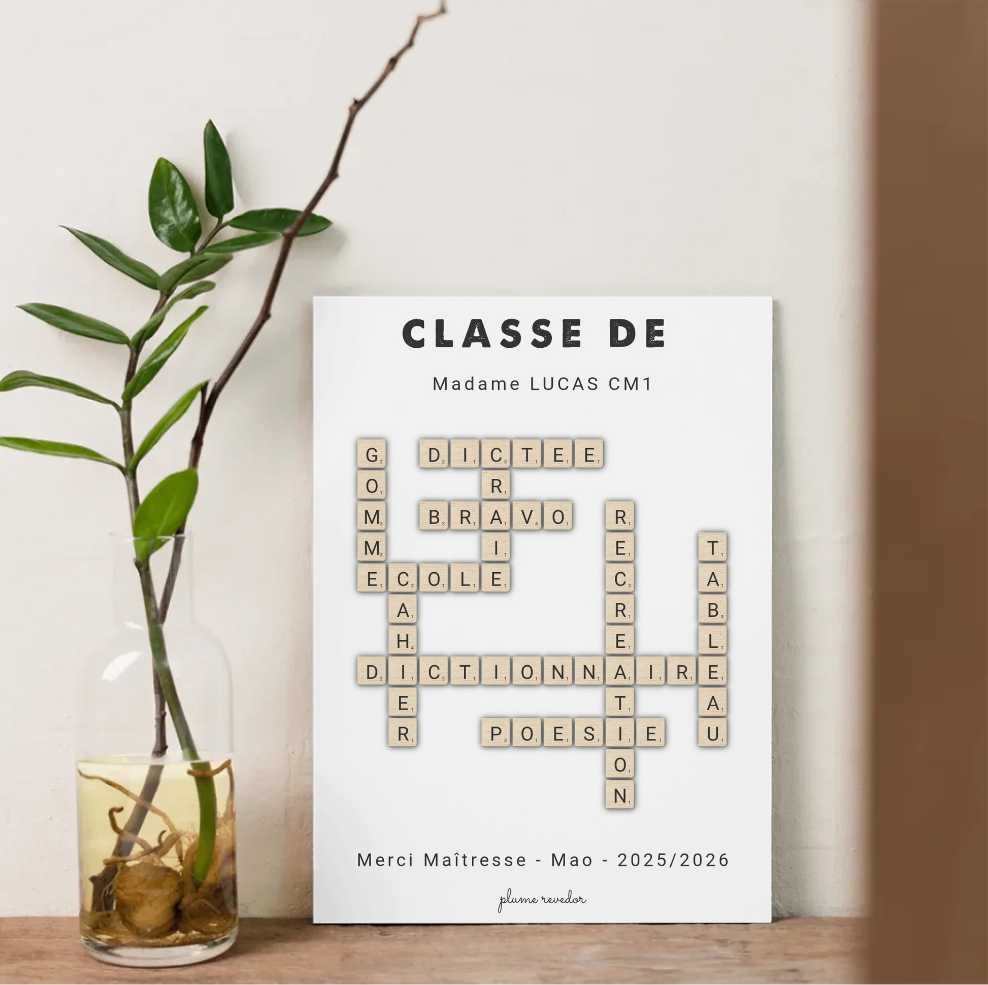 Affiche Maîtresse ou Maître Personnalisée « Classe de… » – Cadeau Fin d'Année & Déco Classe