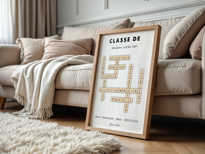 Affiche Maîtresse ou Maître Personnalisée « Classe de… » – Cadeau Fin d'Année & Déco Classe