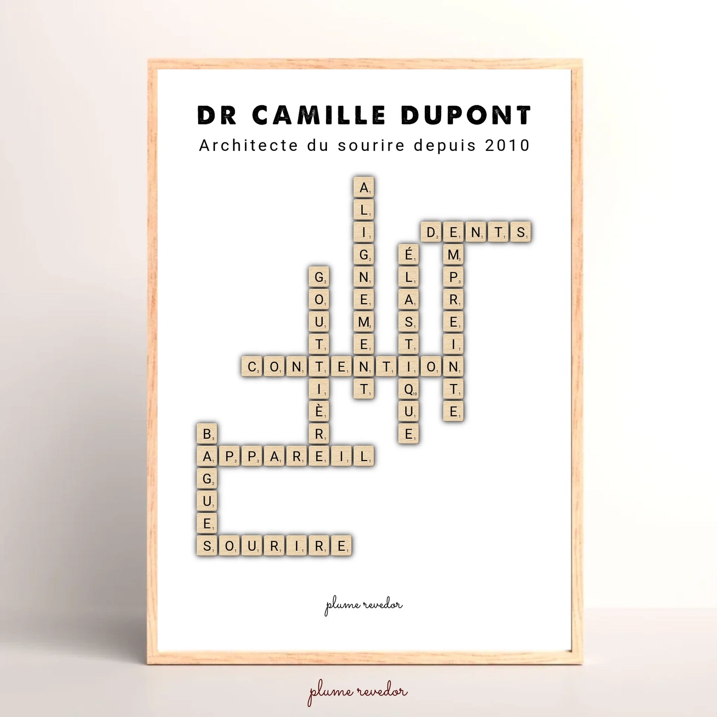Affiche scrabble personnalisée pour orthodontiste