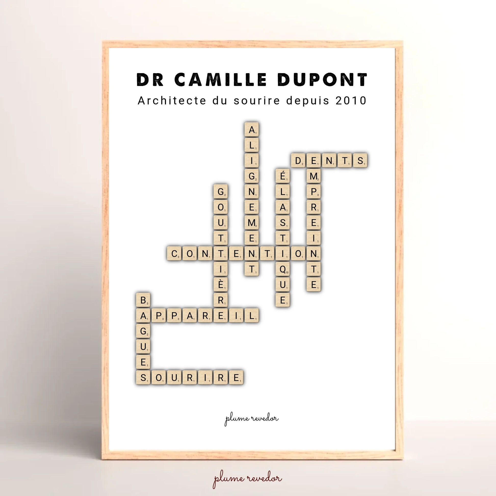 Affiche scrabble personnalisée pour orthodontiste