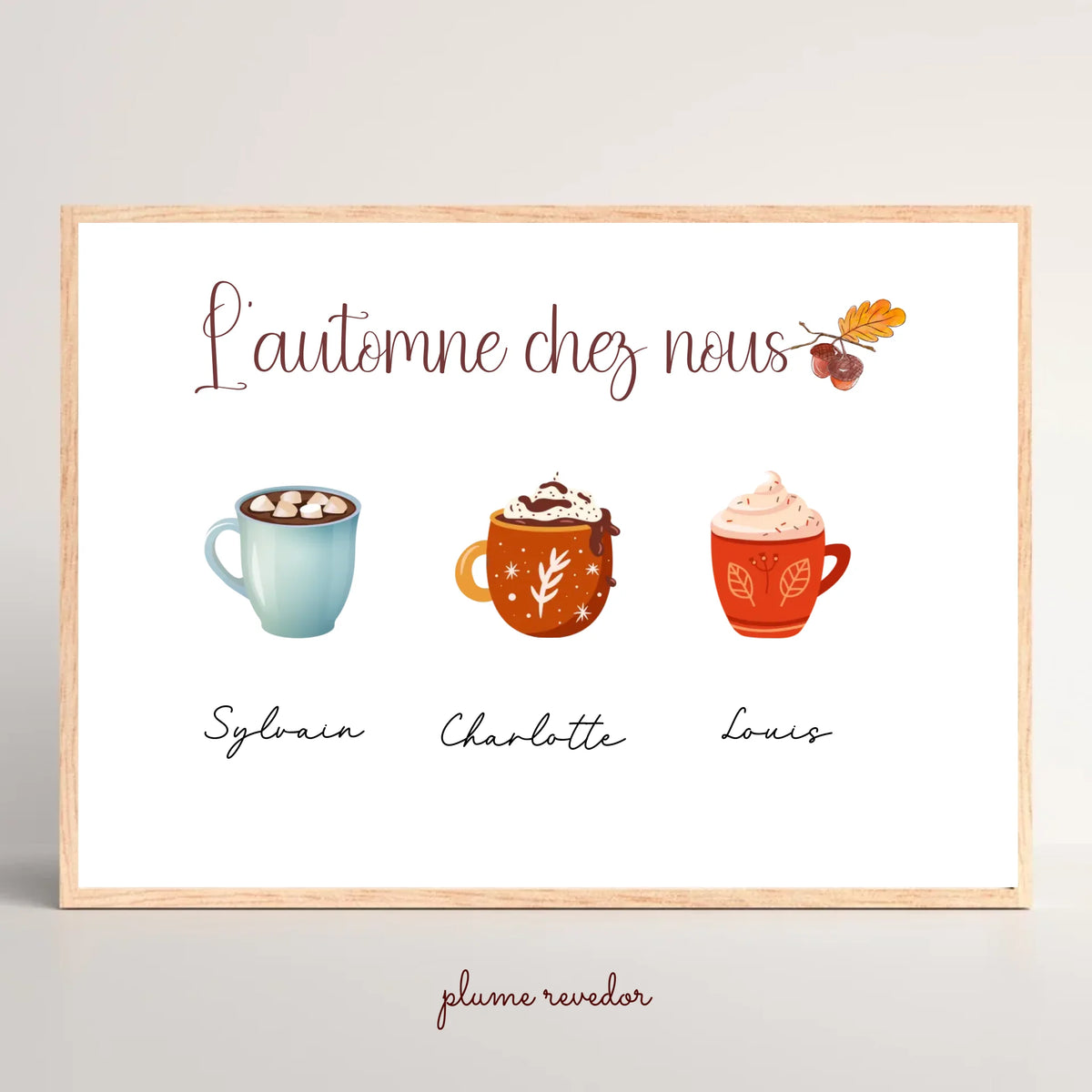 Affiche Famille personnalisée Mugs d'Automne