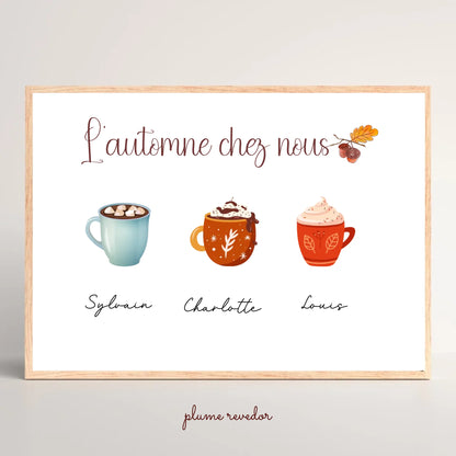 Affiche Famille personnalisée Mugs d'Automne